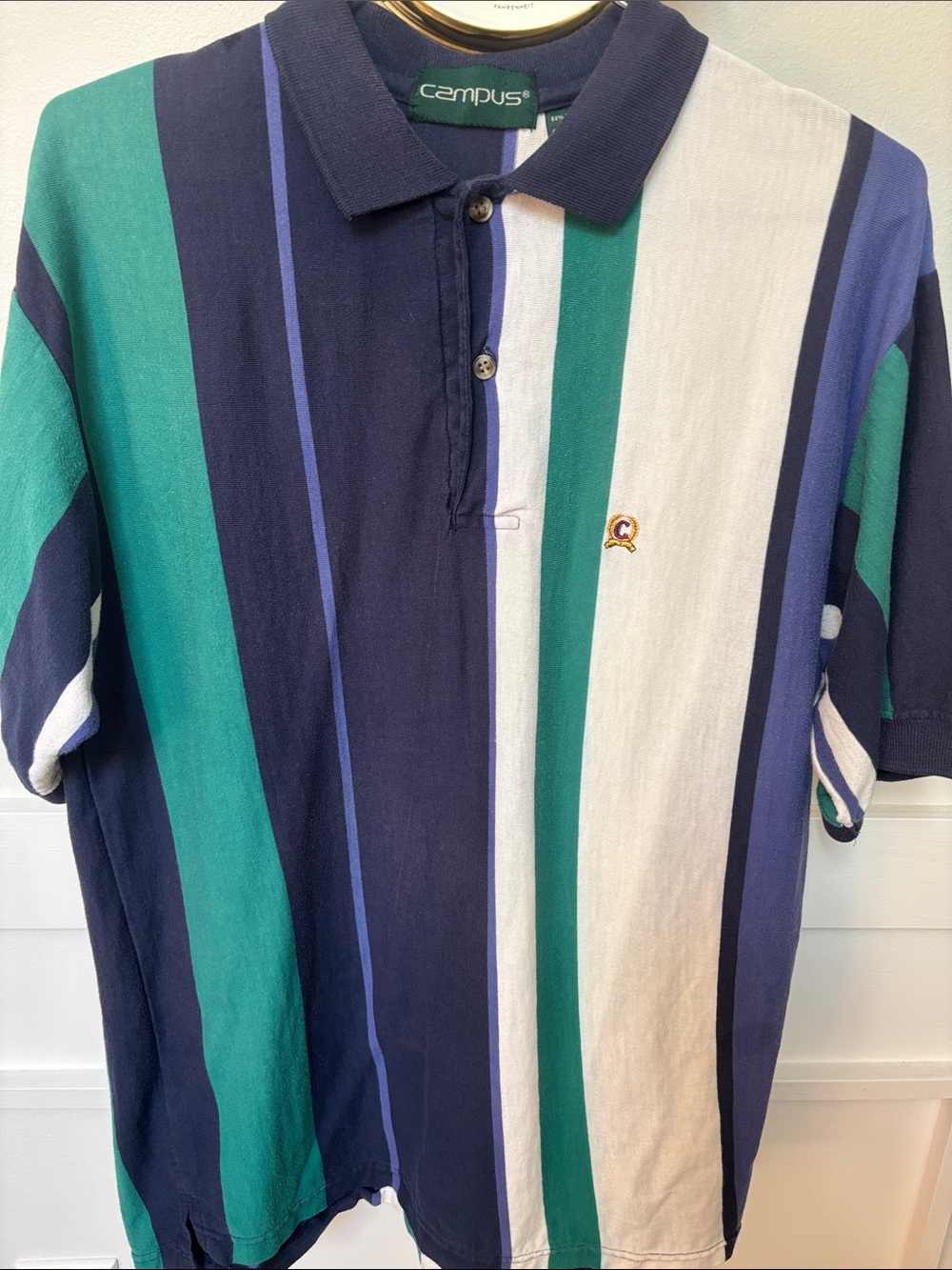 VTG 90s Colorblocked Striped  Shirt Blue size Medium